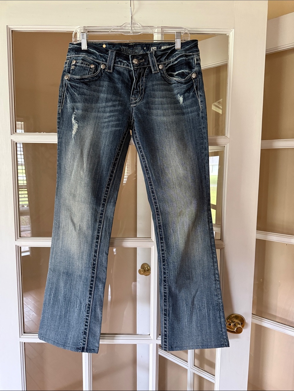 Miss Me Medium Blue Flare Jeans with Subtle Distressing